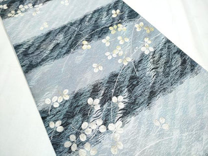 平和屋着物●六通柄袋帯 萩霞 金糸 正絹 逸品 CABC5409hy
