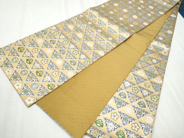 平和屋着物●全通柄袋帯 花唐草文 銀糸 正絹 逸品 CABC5410hy