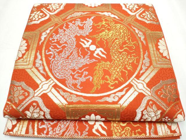 平和屋着物●六通柄 本袋帯 奈良蜀江錦 金銀糸 正絹 逸品 CABC5412hy