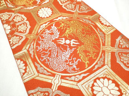 平和屋着物●六通柄 本袋帯 奈良蜀江錦 金銀糸 正絹 逸品 CABC5412hy