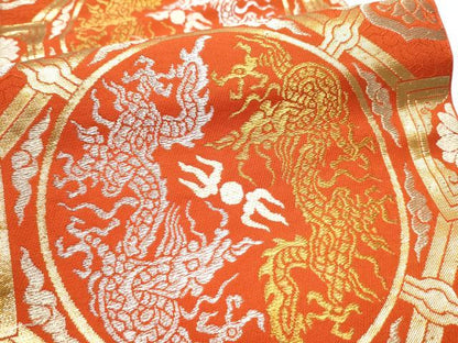 平和屋着物●六通柄 本袋帯 奈良蜀江錦 金銀糸 正絹 逸品 CABC5412hy