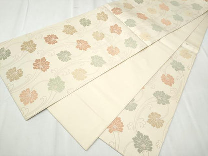 平和屋着物●六通柄袋帯 唐織 花唐草文 正絹 逸品 CABC5414hy