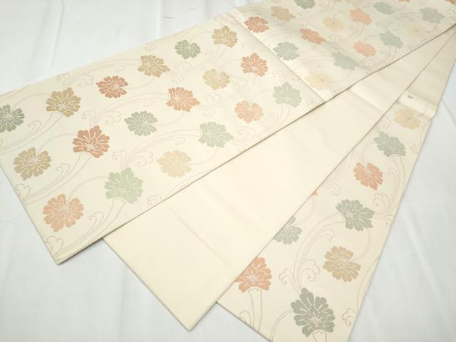 平和屋着物●六通柄袋帯 唐織 花唐草文 正絹 逸品 CABC5414hy