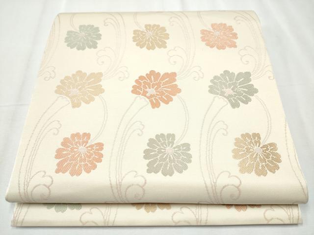 平和屋着物●六通柄袋帯 唐織 花唐草文 正絹 逸品 CABC5414hy