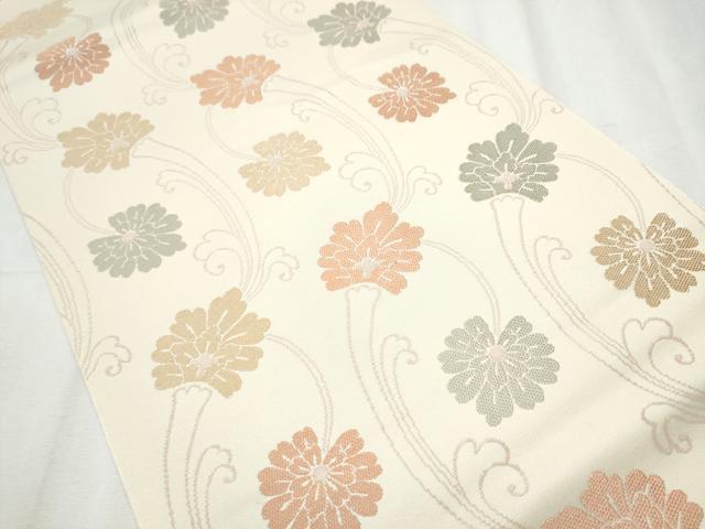 平和屋着物●六通柄袋帯 唐織 花唐草文 正絹 逸品 CABC5414hy
