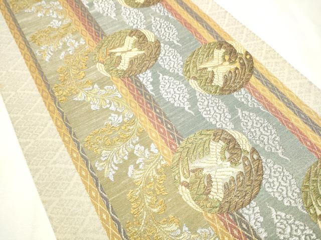 平和屋着物●六通柄袋帯 飛鳥枝葉丸文 金銀糸 正絹 逸品 CABC5422hy