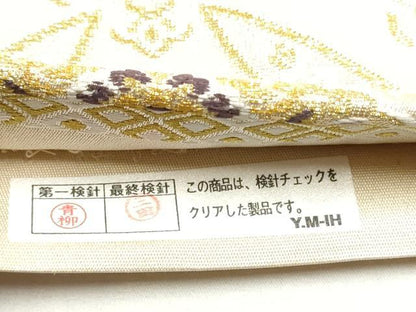 平和屋着物●西陣　大光謹製　六通柄　本袋帯　唐織　正倉院七宝花文　金糸　証紙付き　正絹　逸品　CABC5425hy