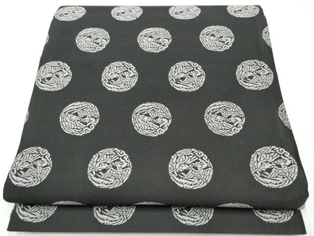 平和屋着物●両面 全通柄袋帯 鳳凰丸文 黒地 正絹 逸品 未使用 CABC5436hy