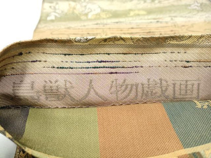 平和屋着物●両面 六通柄 本袋帯 鳥獣人物戯画 花唐草文間道 金糸 正絹 逸品 CABC5437hy