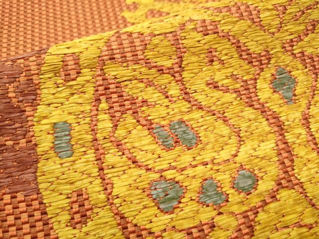 平和屋着物●六通柄袋帯 向かい鳥花文 金銀糸 正絹 逸品 CABC5439hy