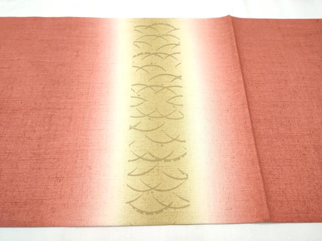 平和屋着物●太鼓柄袋帯 紬地 櫛 簪花文 金彩 正絹 逸品 CABC5441hy