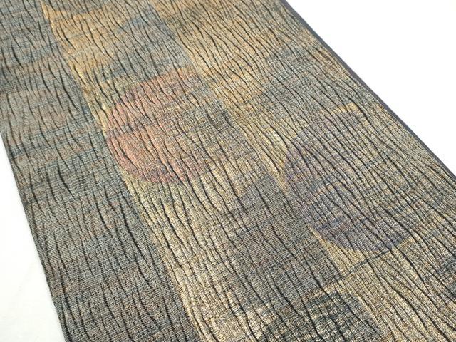 平和屋着物▽両面　六通柄袋帯　スリーシーズン　春夏秋　櫛織り　霞丸文　金糸　正絹　逸品　CABC5448hy