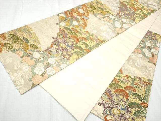 平和屋着物●六通柄袋帯 唐織 松竹梅 金糸 正絹 逸品 CABC5449hy