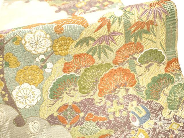 平和屋着物●六通柄袋帯 唐織 松竹梅 金糸 正絹 逸品 CABC5449hy