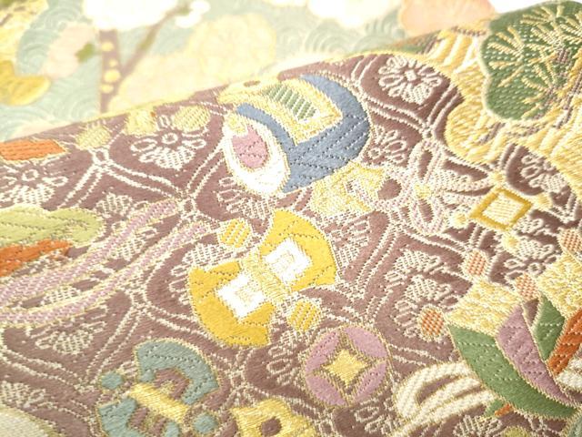 平和屋着物●六通柄袋帯 唐織 松竹梅 金糸 正絹 逸品 CABC5449hy