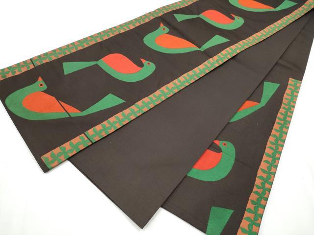 平和屋着物●六通柄 本袋帯 唐織 鳥 正絹 逸品 CABC5452hy