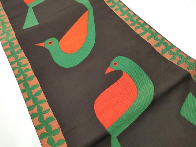 平和屋着物●六通柄 本袋帯 唐織 鳥 正絹 逸品 CABC5452hy