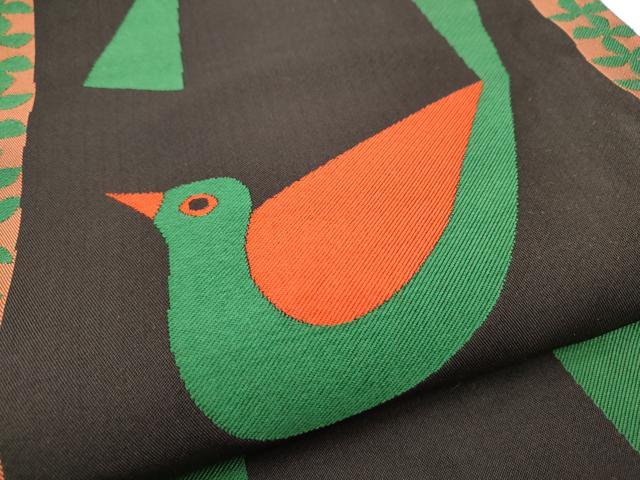 平和屋着物●六通柄 本袋帯 唐織 鳥 正絹 逸品 CABC5452hy