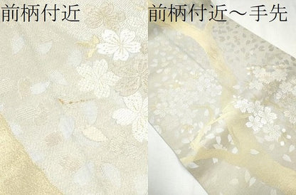 平和屋着物●両面　全通全景柄袋帯　満月　枝桜文　金糸　正絹　逸品　CABC5454hy