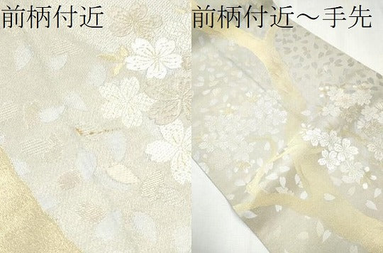 平和屋着物●両面　全通全景柄袋帯　満月　枝桜文　金糸　正絹　逸品　CABC5454hy