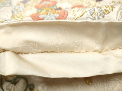 平和屋着物●西陣 小森織物謹製 六通柄袋帯 唐織 向かい鳥花文 金銀糸 正絹 逸品 CABC5458hy