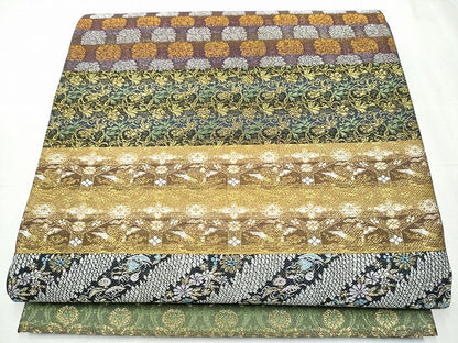 平和屋着物●両面 全通柄袋帯 横段花文 金糸 正絹 逸品 CABC5464hy