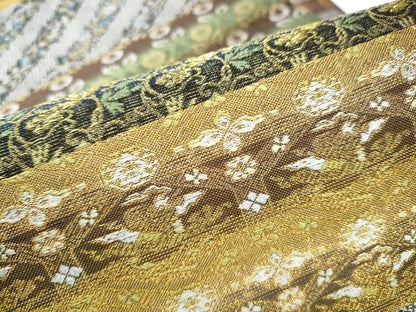 平和屋着物●両面 全通柄袋帯 横段花文 金糸 正絹 逸品 CABC5464hy