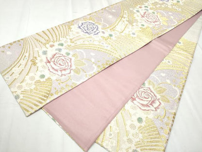 平和屋着物●六通柄袋帯 舞花文 金糸 正絹 逸品 CABC5470hy