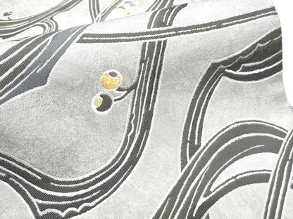 平和屋着物●両面 六通柄袋帯 枝木の実 金糸 正絹 逸品 CABC5472hy