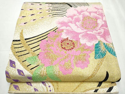 平和屋着物●六通柄袋帯 詩緒里 金糸 正絹 逸品 CABC5484hy