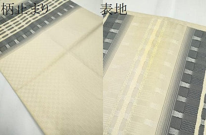 平和屋着物●六通柄袋帯 めがね織 格子柄 正絹 逸品 CABC5489hy
