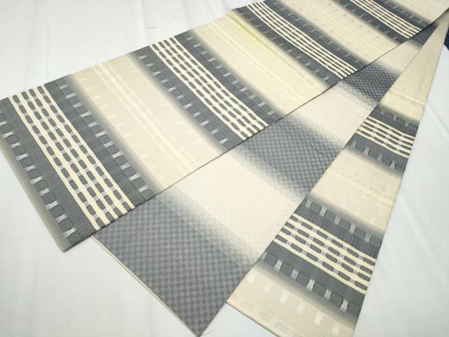 平和屋着物●六通柄袋帯 めがね織 格子柄 正絹 逸品 CABC5489hy