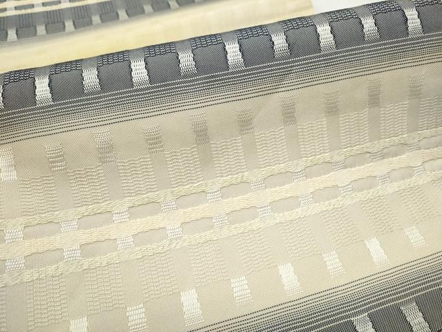 平和屋着物●六通柄袋帯 めがね織 格子柄 正絹 逸品 CABC5489hy