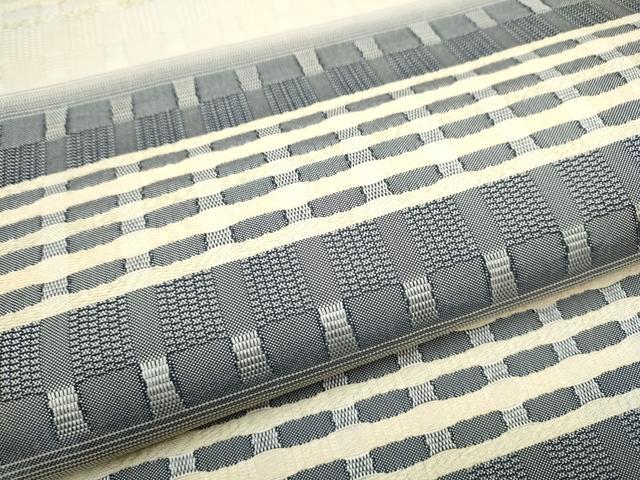 平和屋着物●六通柄袋帯 めがね織 格子柄 正絹 逸品 CABC5489hy