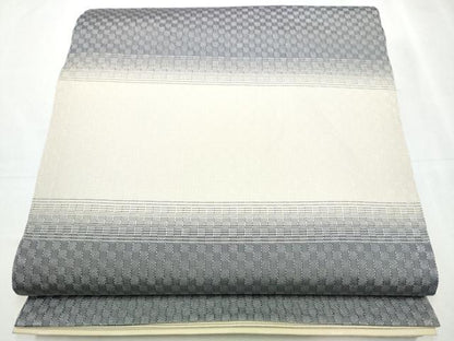 平和屋着物●六通柄袋帯 めがね織 格子柄 正絹 逸品 CABC5489hy