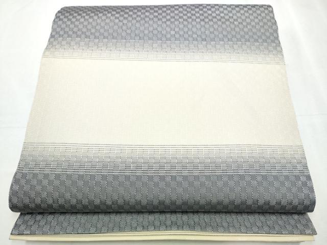平和屋着物●六通柄袋帯 めがね織 格子柄 正絹 逸品 CABC5489hy
