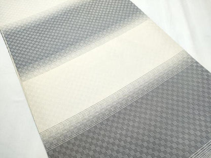 平和屋着物●六通柄袋帯 めがね織 格子柄 正絹 逸品 CABC5489hy