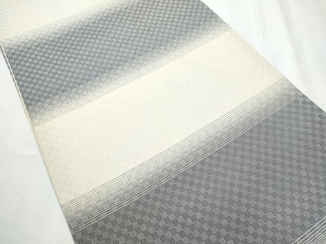 平和屋着物●六通柄袋帯 めがね織 格子柄 正絹 逸品 CABC5489hy