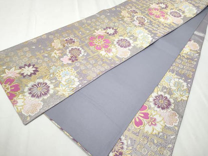 平和屋着物●六通柄袋帯 舞花文 金銀糸 正絹 逸品 CABC5490hy