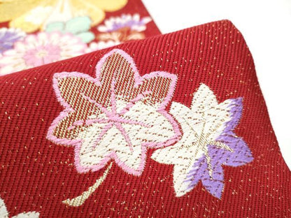 平和屋着物●六通柄袋帯 草花文 金糸 正絹 逸品 CABC5492hy