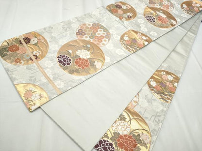 平和屋着物●六通柄袋帯 唐織 能装錦 金糸 正絹 逸品 CABC5495hy