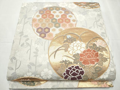 平和屋着物●六通柄袋帯 唐織 能装錦 金糸 正絹 逸品 CABC5495hy