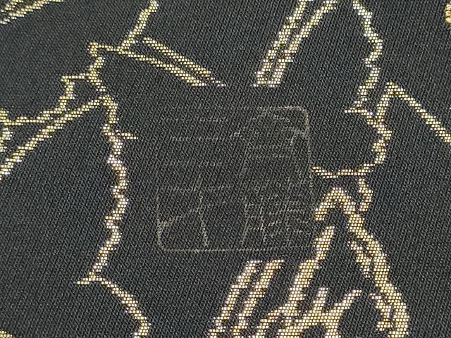 平和屋着物●染色作家　斉藤三才　全通柄袋帯　舞蝶文　三才鳥　黒地　金糸　正絹　逸品　CABC5500hy