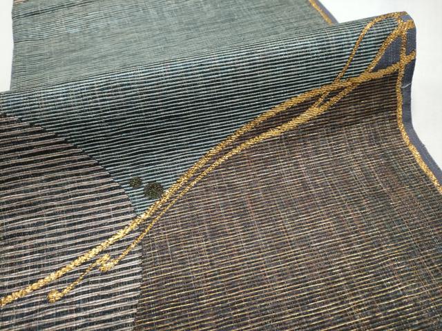 平和屋着物▽六通柄袋帯 スリーシーズン 春夏秋 抽象文 金糸 正絹 逸品 CABC5505hy