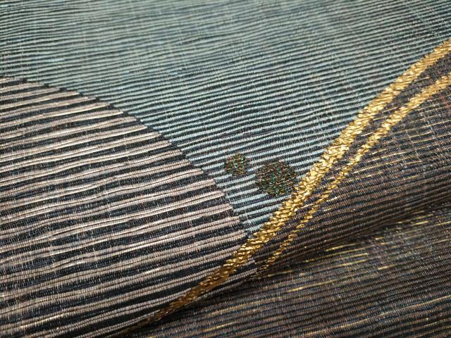 平和屋着物▽六通柄袋帯 スリーシーズン 春夏秋 抽象文 金糸 正絹 逸品 CABC5505hy