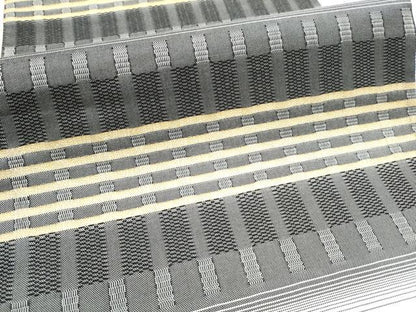 平和屋着物●両面 全通柄袋帯 横段文 金糸 正絹 逸品 CABC5507hy