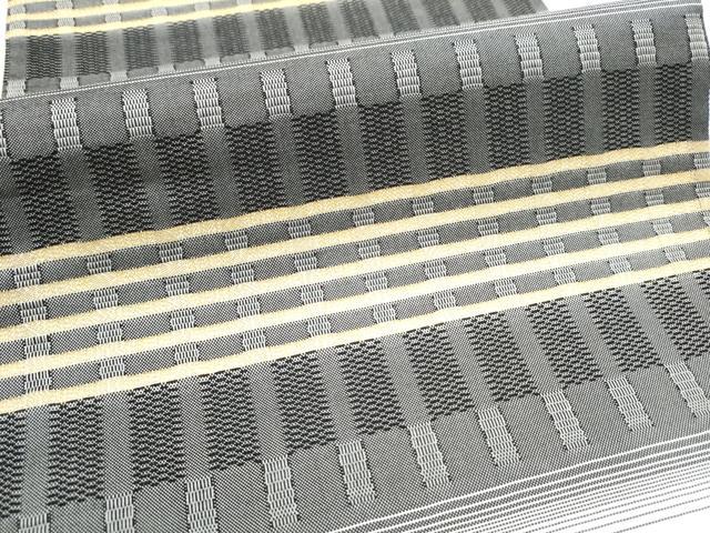 平和屋着物●両面 全通柄袋帯 横段文 金糸 正絹 逸品 CABC5507hy