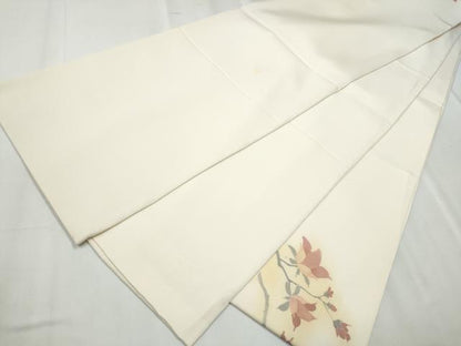 平和屋着物●塩瀬 太鼓柄袋帯 手描き 枝花文 金彩 正絹 逸品 CABC5508hy
