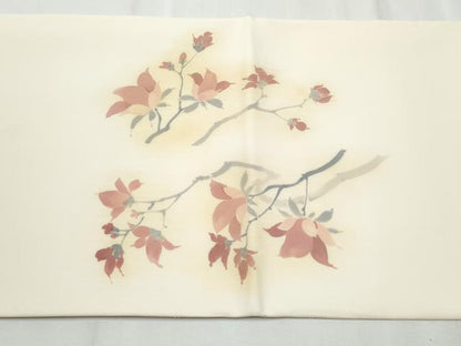 平和屋着物●塩瀬 太鼓柄袋帯 手描き 枝花文 金彩 正絹 逸品 CABC5508hy
