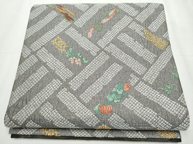 平和屋着物●六通柄袋帯 唐織 成物 金糸 正絹 逸品 CABC5510hy